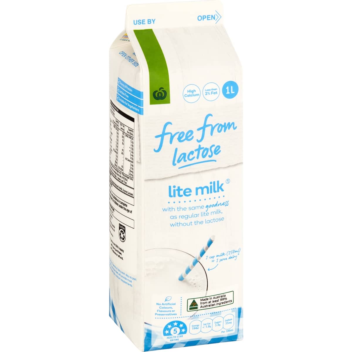 Woolworths Free From Lactose Light Milk 1l bunch