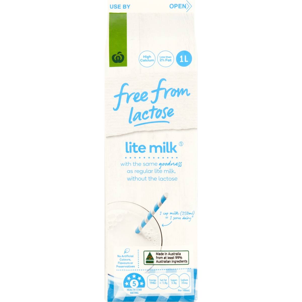 Woolworths Free From Lactose Light Milk 1l bunch