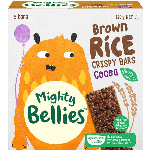 Mighty Bellies Brown Rice Crispy Bars Cocoa 6 pack