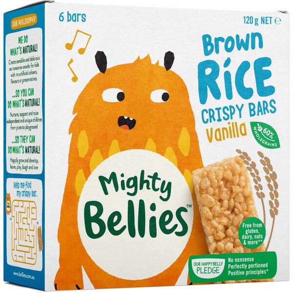 Mighty Bellies Brown Rice Crispy Bars Vanilla 6 pack