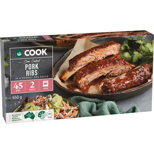 Woolworths Cook Slow Cooked Pork Ribs In Smokey Bbq Sauce 650g bunch
