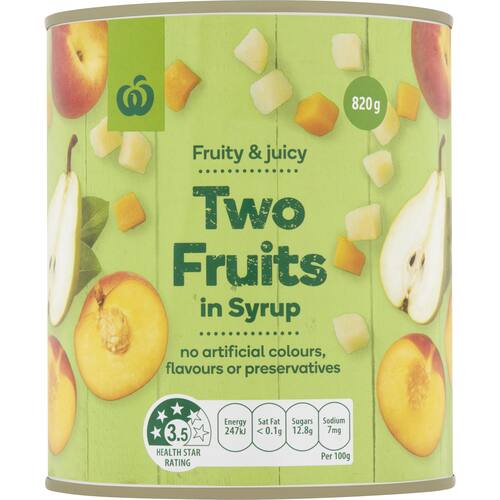 Woolworths Two Fruits In Syrup 820g bunch