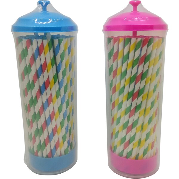 Woolworths Paper Straws In Dispenser Assorted 100 Pack