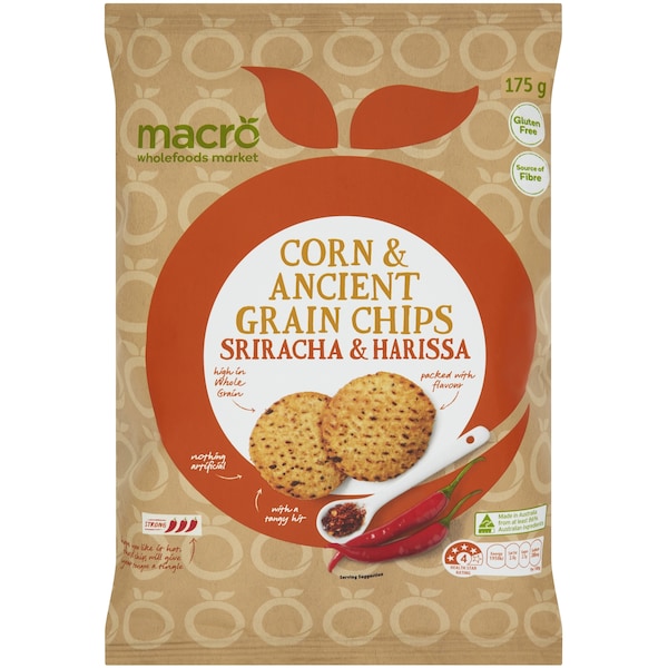 Macro Corn & Ancient Grain Sriracha & Harrisa Chips 175g