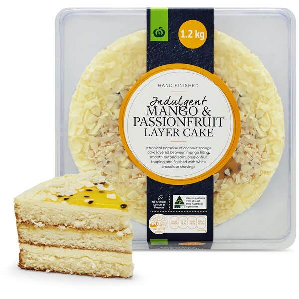 Woolworths Mango Passionfruit Coconut Layer Cake 1.2kg