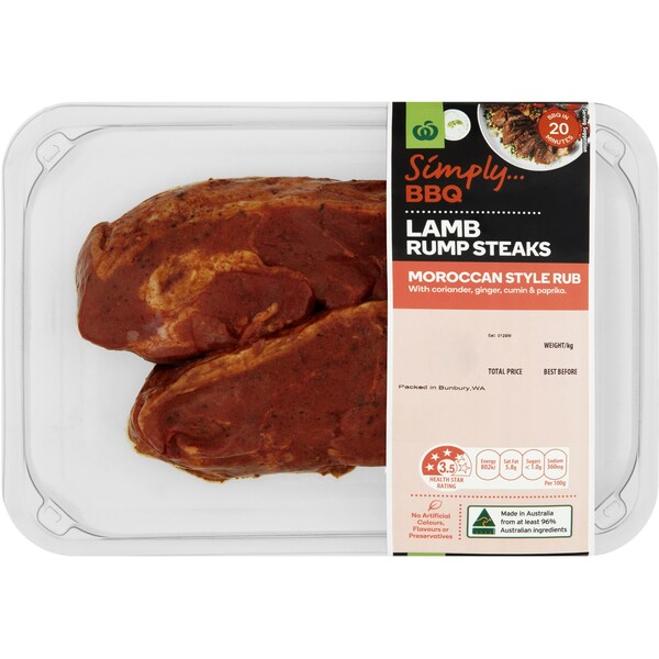 Woolworths Simply Bbq Lamb Rump Steaks With Moroccan Style Rub 200g - 500g
