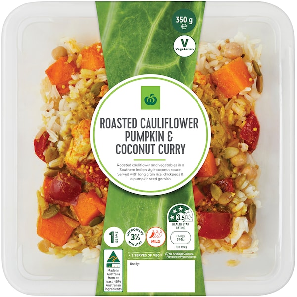 Woolworths Roasted Cauliflower Pumpkin & Coconut Curry 350g