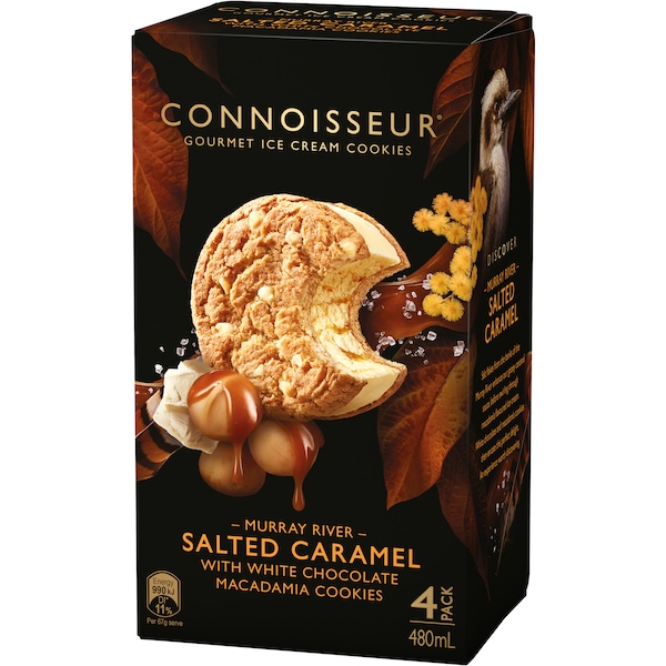 Connoisseur Salted Caramel With White Chocolate Macadamia Cookies 4 pack