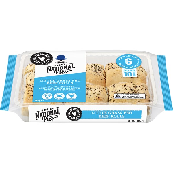 National Pies Little Grass Fed Beef Rolls Chilled Meal 6 Pack