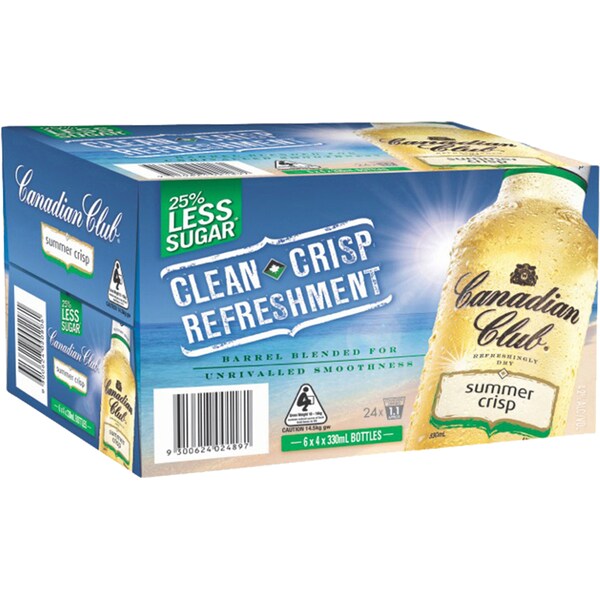 Canadian Club Whisky Summer Crisp Bottle 330mL x 24 case