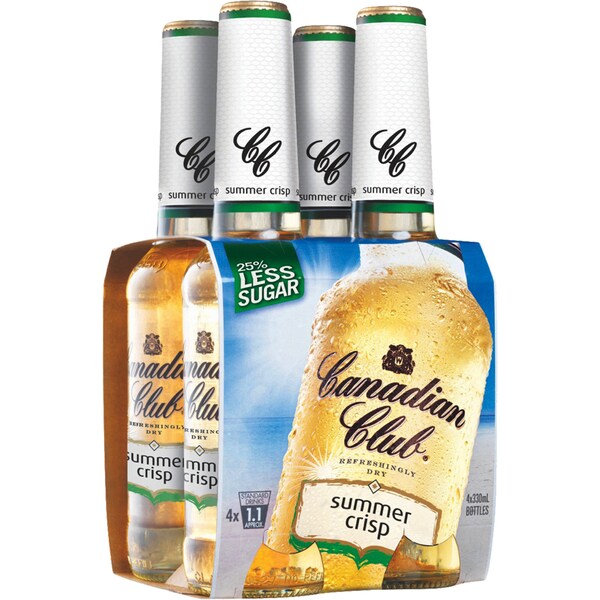 Canadian Club Whisky Summer Crisp Bottle 330mL x 4 pack