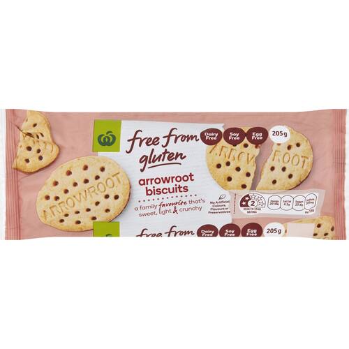 Woolworths Free From Gluten Arrowroot Biscuit 205g bunch