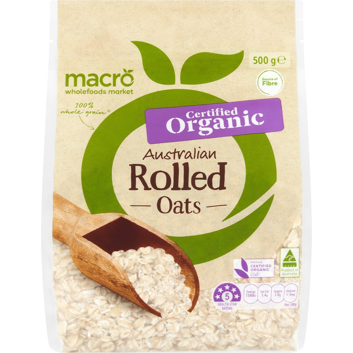 Macro Organic Oats Rolled 500g bunch