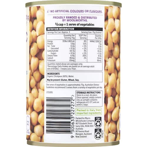 Macro Organic Chickpeas 425g bunch