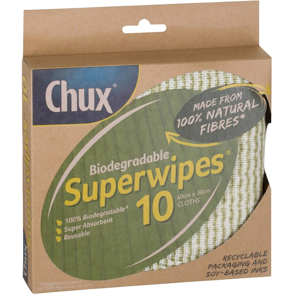 Chux Biodegradable Superwipes Super Biodegradable 10 Pack