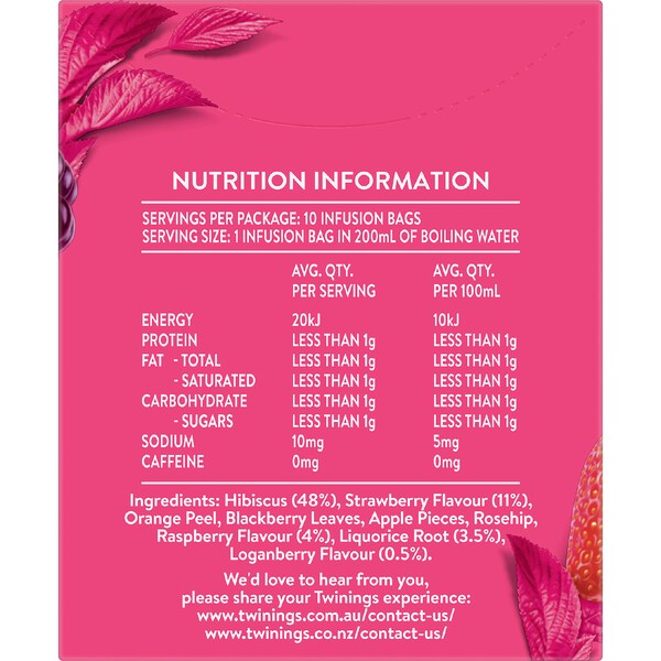 Twinings Strawberry And Raspberry Tea 20 Teabags Online At Best Price | Speciality Tea | Lulu