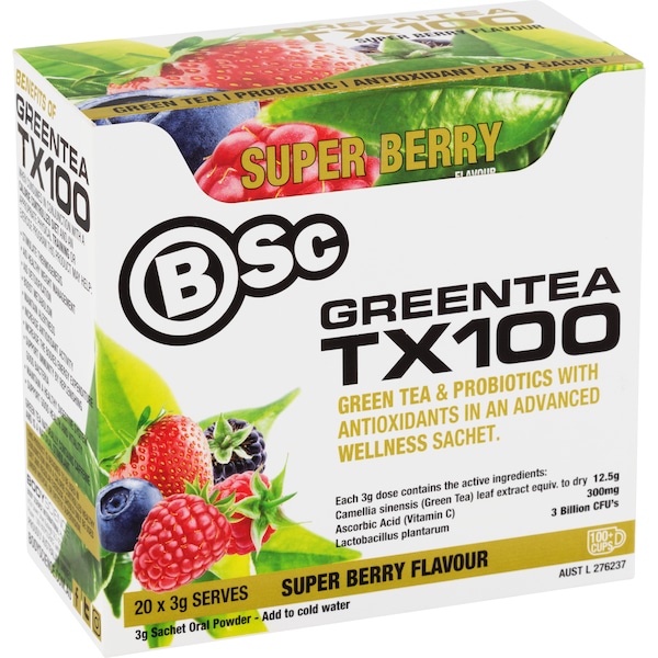 Body Science Green Tea Tx100 Super Berry 20 Pack