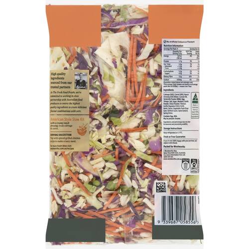 Woolworths American Style Cole Slaw Kit 450g bunch