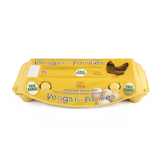 Veggs For Families 12 Large Free Range Eggs 700g