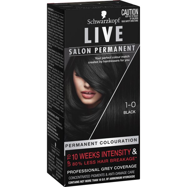 Schwarzkopf Live Salon Hair Colour 1.0 Black each