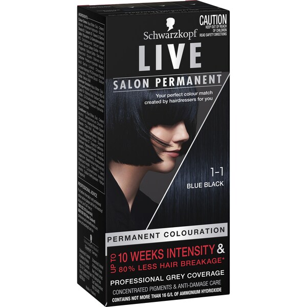 Schwarzkopf Live Salon Hair Colour 1.1 Blue Black each