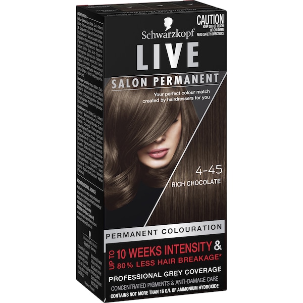 Schwarzkopf Live Salon Hair Colour 4.45 Rich Chocolate Brown each