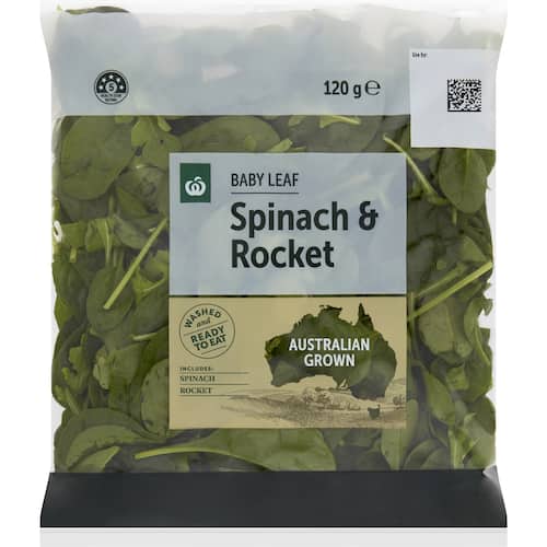 Woolworths Mixed Leaf Baby Spinach and Rocket 120g bunch