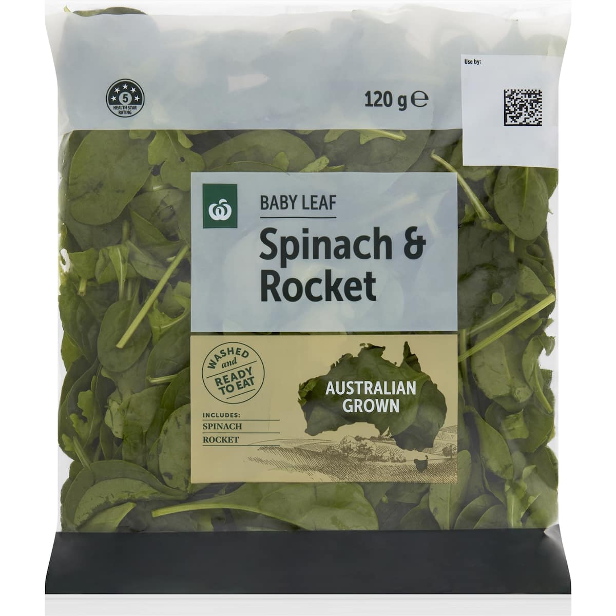 Woolworths Mixed Leaf Baby Spinach and Rocket 120g bunch