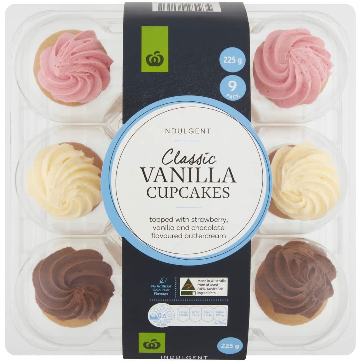 Woolworths Vanilla Cupcakes With Buttercream Frosting 9 Pack bunch
