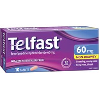 Telfast Hayfever Allergy Relief 60mg Antihistamine Tablets
