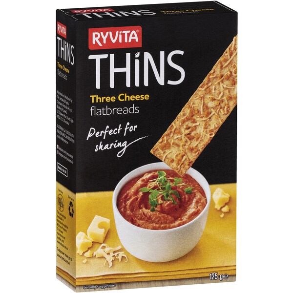 Ryvita Thins Three Cheese Flatbreads 125g