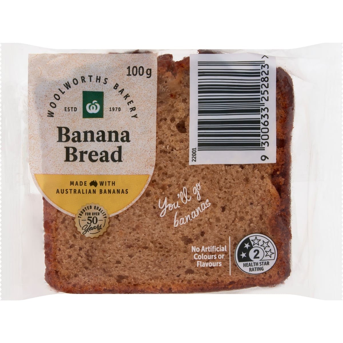 Woolworths Banana Bread Slice 100g bunch
