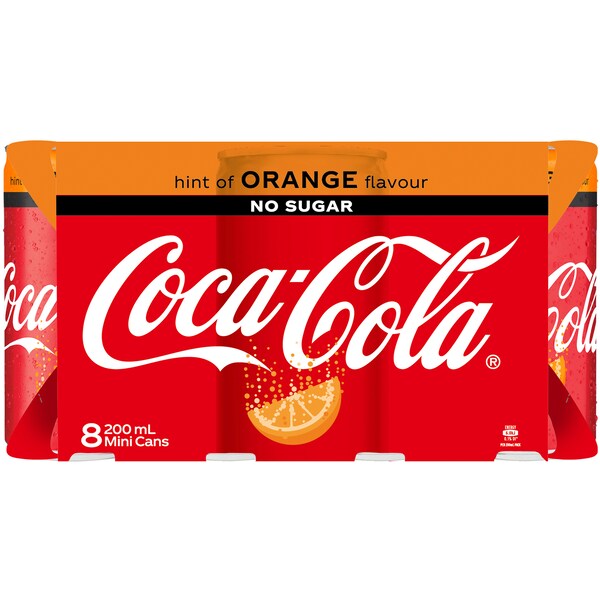 Coca-Cola No Sugar Orange 200mL x 8 Pack