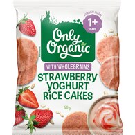 Only Organic Food Rice Cakes Snack Strawberry Yoghurt