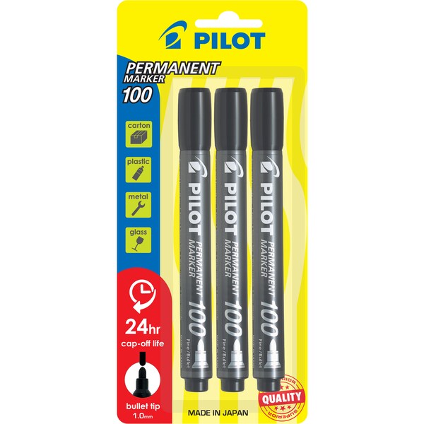 Pilot Black Bullet Permanent Marker 3 pack