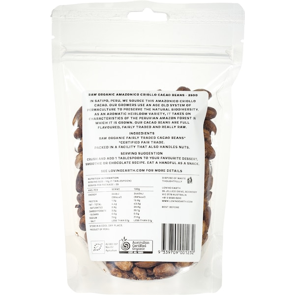Loving Earth Raw Cacao Beans  250g