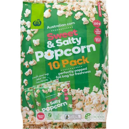 Woolworths Popcorn Sweet and Salty 10 Pack bunch