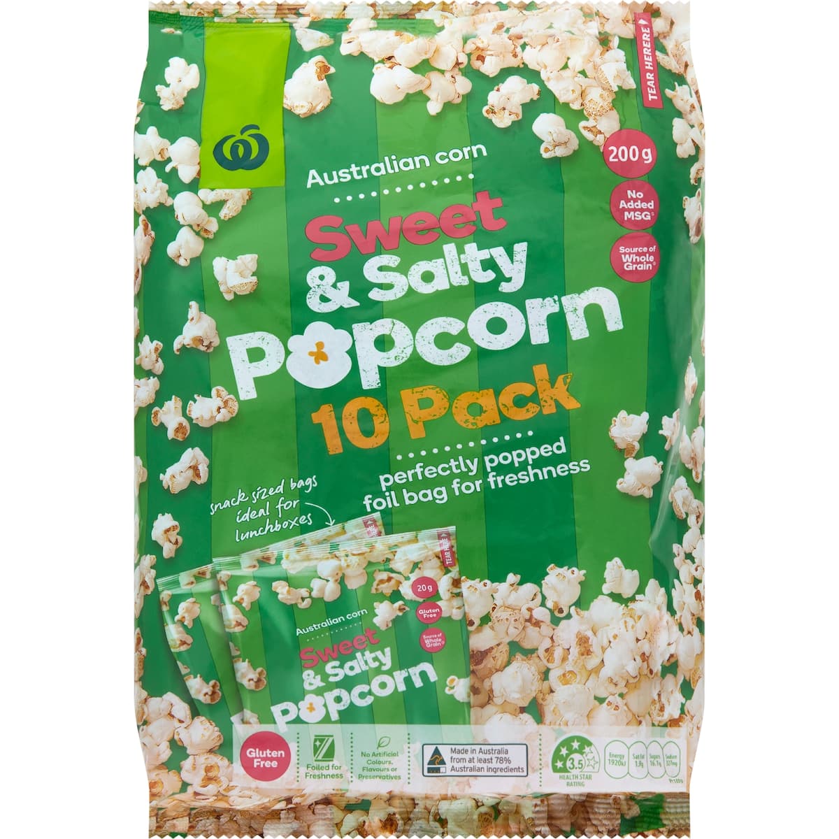 Woolworths Popcorn Sweet and Salty 10 Pack bunch