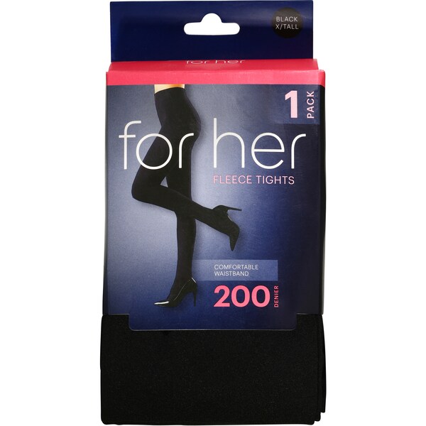 For Her 200d Fleece Tights Black Tall Each