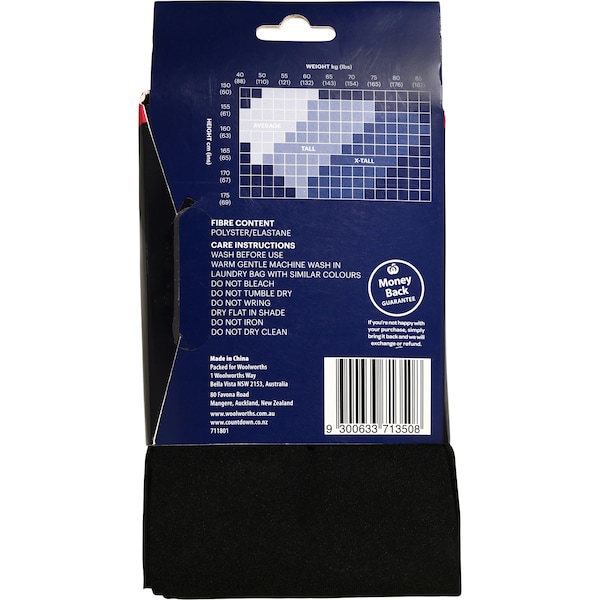 For Her 200d Fleece Tights Black Extra Tall Each