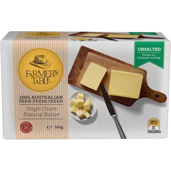 Farmers Table Butter Unsalted 500g