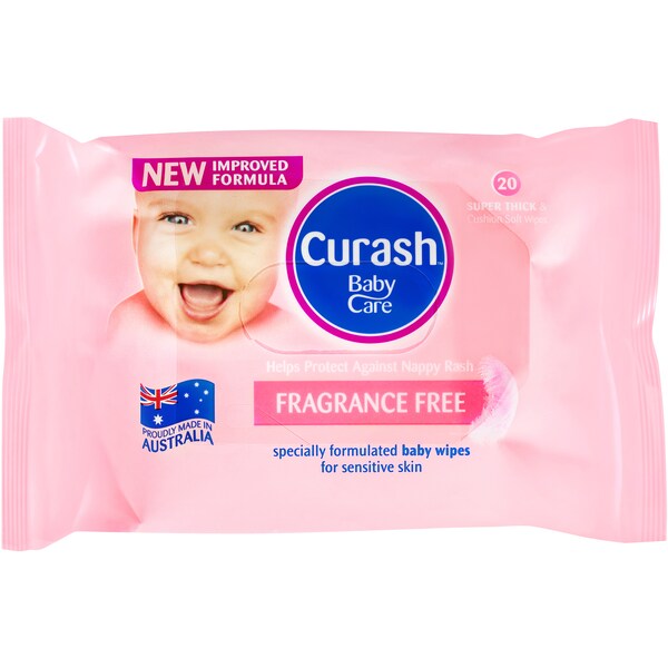 Curash Baby Wipes Fragrance Free 20 Pack