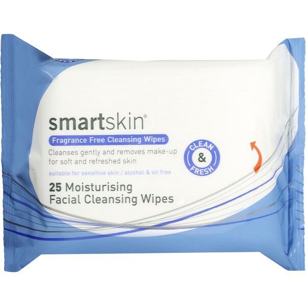 Smartskin Facial Wipes Unscented 25 Pack