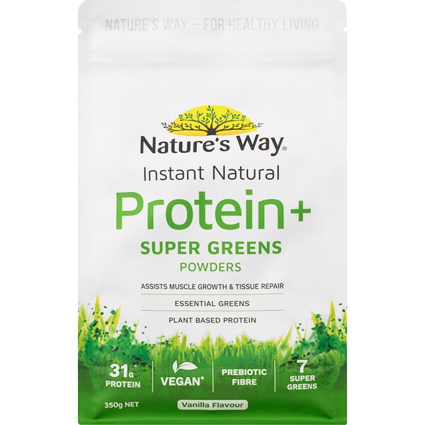 Nature's Way Instant Natural Protein+ Super Greens Powders Vanilla Flavour 350g
