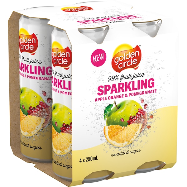 Golden Circle Apple, Orange & Pomegranate Sparkling Fruit Juice 4-Pack 250ml x4 Pack