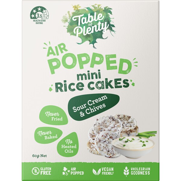 Table Of Plenty Air Popped Mini Rice Cakes Sour Cream & Chives 60g