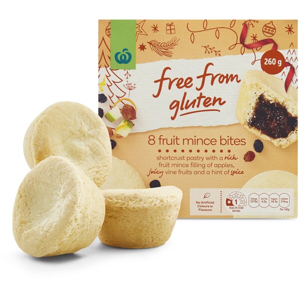 Woolworths Free From Gluten Fruit Mince Bites 8 Pack