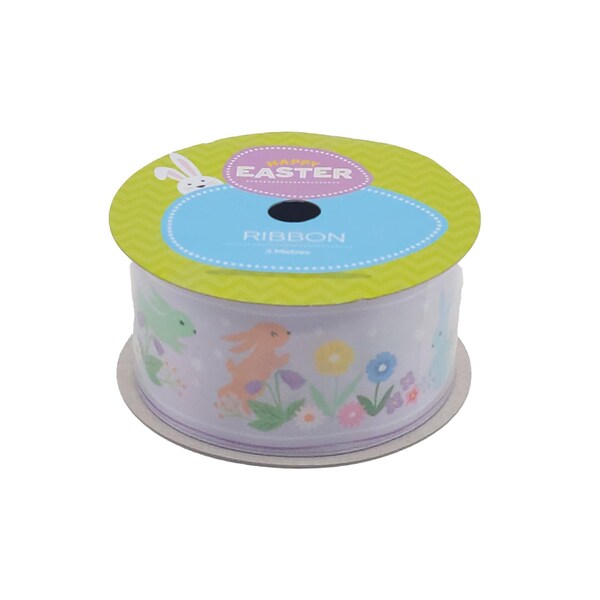 Easter Large Satin Ribbon Bunnies & Flowers 3m each