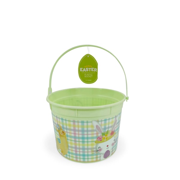 Easter Plastic Egg Hunting Bucket With Characters Green each