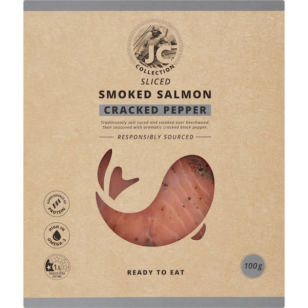 JC Collection Sliced Smoked Salmon Cracked Pepper 100g